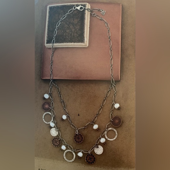 Silpada Vintage Sterling, Copper Coin & Freshwater Pearl 2-Tiered Link Necklace - Picture 15 of 15